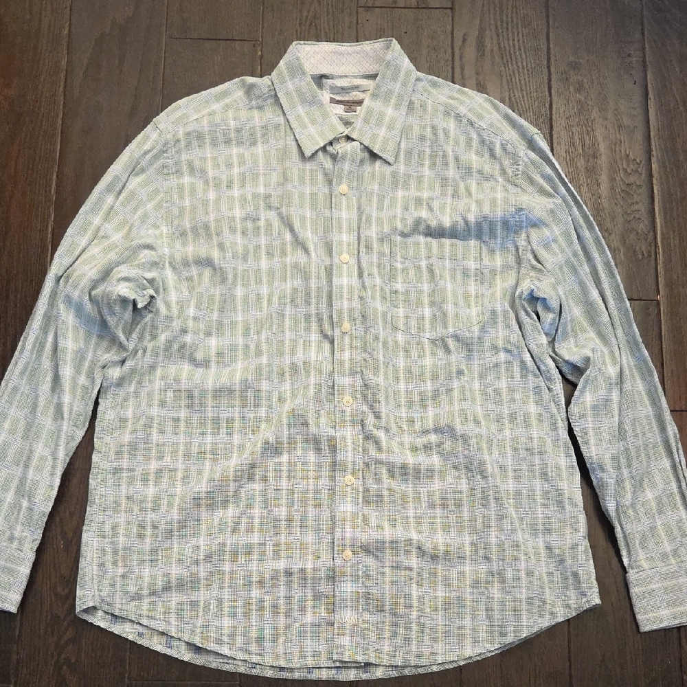 Johnston & Murphy Light Blue Plaid Casual Shirt